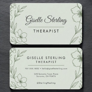 Therapeut Floral Salbei Grün Professionell Visitenkarte