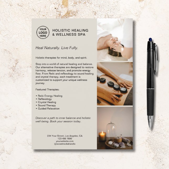 Therapeut für ganzheitliche Gesundheit Flyer (Holistic Health Therapist Promotional Business Flyer)