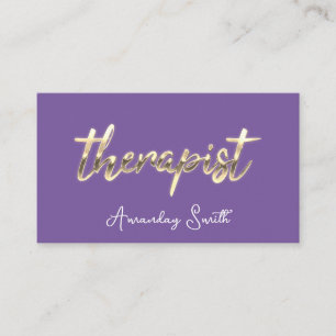 Therapeut Goldenes ScriptQR-Logo Lila Moderne Visitenkarte