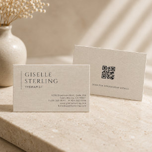 Therapeut QR-Code auf neutralem Leinen Visitenkarte