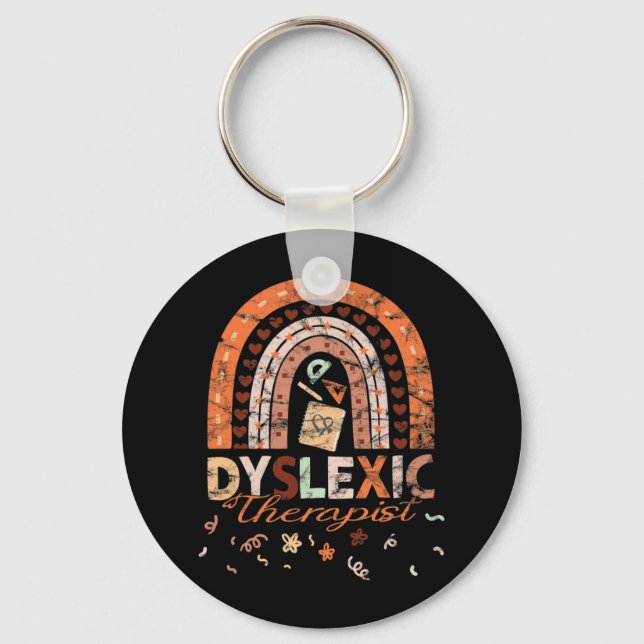 Therapeut Vintage Regenbogendyslexitis Awarenes 1 Schlüsselanhänger (Vorderseite)