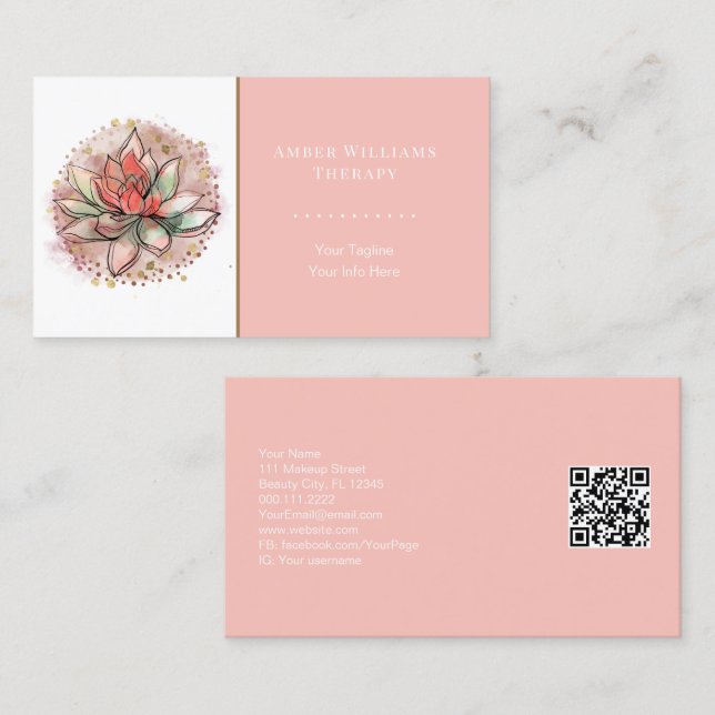 Therapeut Wellness-Center Sukkulenter Yoga-Heilung Visitenkarte (Vorne/Hinten)