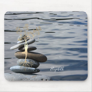 Therapeut Zen Steine, Goldener Baum Silhouette, Me Mousepad