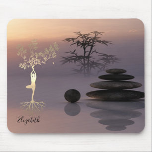 Therapeut Zen Steine, Goldener Baum Silhouette Mousepad