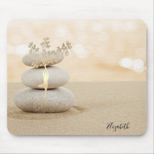 Therapeut Zen Steine Sand Gold Baum Silhouette Mousepad