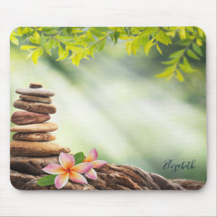Therapeut Zen Stones, Blume, Landschaft Mousepad