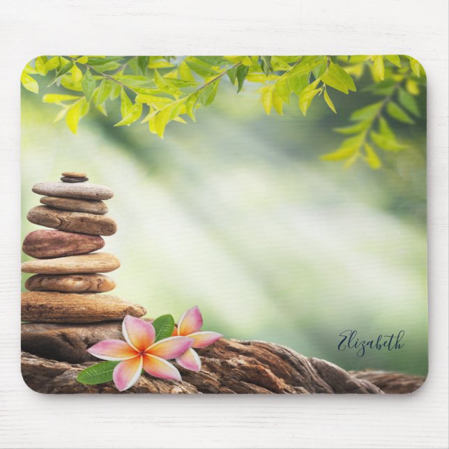 Therapeut Zen Stones, Blume, Landschaft Mousepad (Vorne)
