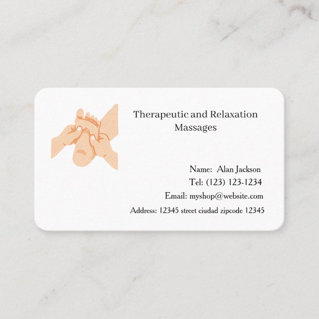 Therapeutische und entspannende Massagen Visitenka Visitenkarte (Vorderseite)