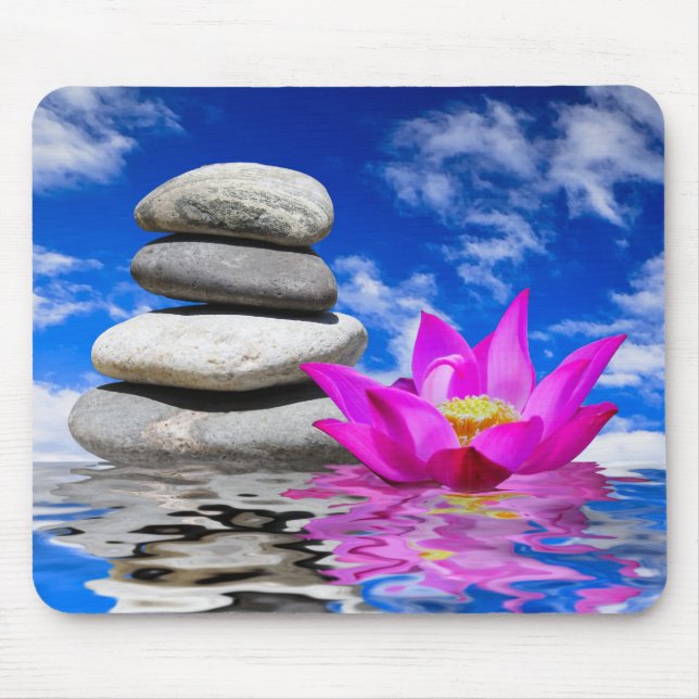 Therapie-Felsen-Steine u. Lotos-Blume Mousepad (Vorne)