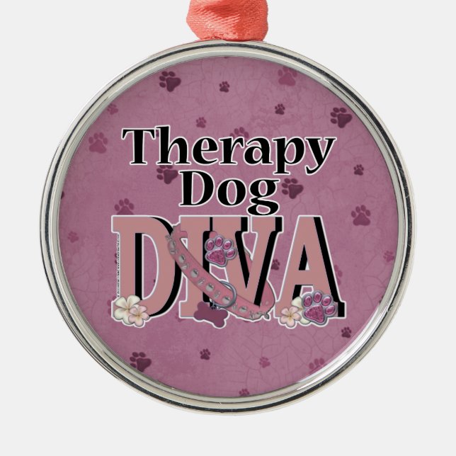 Therapie-Hund-DIVA Silbernes Ornament (Vorne)