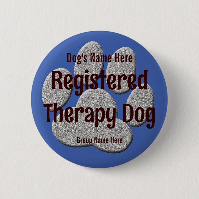 Therapie Hund ID - blau Button (Vorderseite)