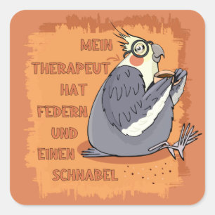 Therapie mit Federn & Schnabel. Nymphensittich Quadratischer Aufkleber