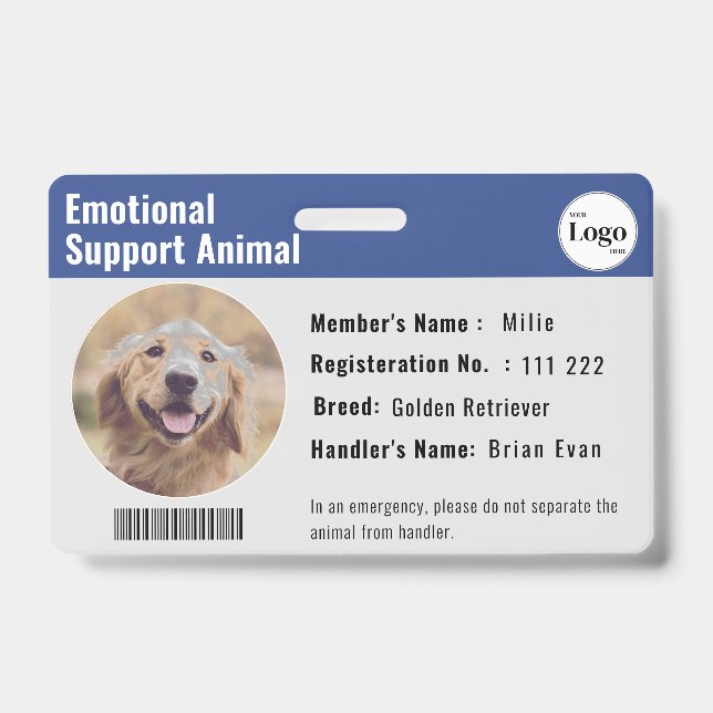 Therapie Tier-ID Foto Barcode Deep Blue Ausweis (Vorderseite)
