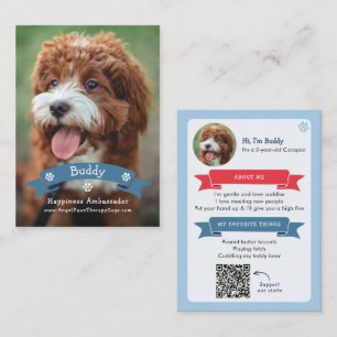 Therapiehund-Foto-Pet-Handelskarte, QR-Code Telefonnummerkarte