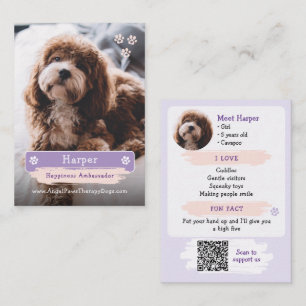 Therapiehund-Handels Karte, Foto & QR-Code Telefonnummerkarte