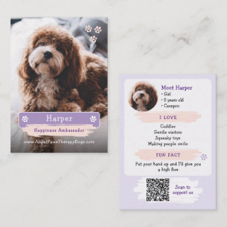 Therapiehund-Handels Karte, Foto & QR-Code Telefonnummerkarte