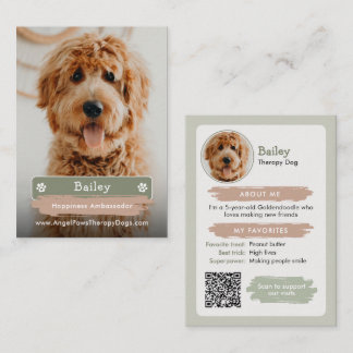 Therapiehund-Handelskarte, Foto & QR-Code Therapie Telefonnummerkarte