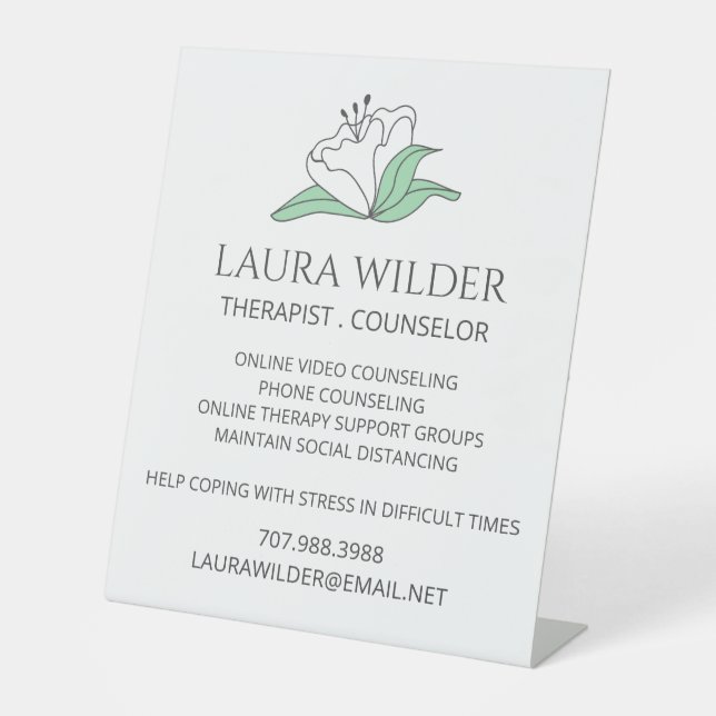 Therapist Counselor Online Or By Phone Sockelschild (Vorderseite)