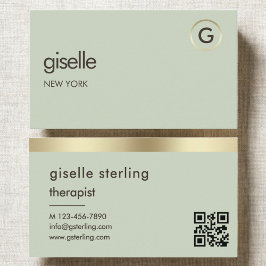 Therapist Counselor Sage Green Gold QR Code  Visitenkarte