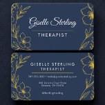 Therapist Floral Navy Blue Gold Professional Visitenkarte<br><div class="desc">Professional floral navy blue and gold business card for therapists and counselors. Designed to present your contact details with a calming,  welcoming,  and refined appearance that conveys trust and professionalism. Ideal for private practices,  client sessions,  referrals,  and professional networking. Editable text. Clean print-ready layout.</div>