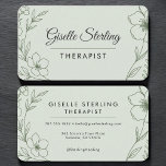 Therapist Floral Sage Green Professional Visitenkarte<br><div class="desc">Professional floral sage green business card for therapists and counselors. Designed to present your contact details with a calming,  natural,  and welcoming appearance that supports trust and emotional comfort. Ideal for private practices,  client sessions,  referrals,  and professional networking. Editable text. Clean print-ready layout.</div>