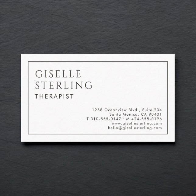 Therapist Luxury Minimalist Black White Visitenkarte (Von Creator hochgeladen)