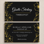 Therapist Moderner botanischer Luxus Elegant Visitenkarte<br><div class="desc">Eine raffinierte Visitenkarte für Therapeuten mit Blumenakzenten in Schwarz und Gold. Entworfen für Berater, Life Coaches und Wellness-Profis, die ein modernes, aber zeitloses Aussehen gewollt haben. Die eleganten botanischen Details und der fette Kontrast schaffen ein luxuriöses Ambiente, das jede berufliche Marke in den Vordergrund stellt. Ideal für Therapiepraktiken, ganzheitliche Heilung...</div>