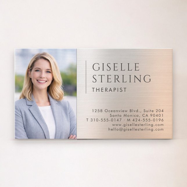 Therapist Psychologist Photo Brushed Metal Visitenkarte (Von Creator hochgeladen)