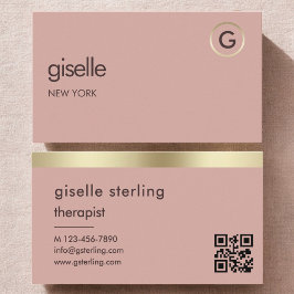 Therapist Psychologist Pink Gold QR Code Visitenkarte