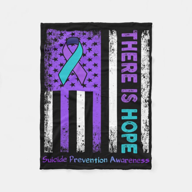 There Is Hope American Flag Suicide Prevention Awa Fleecedecke (Vorderseite)