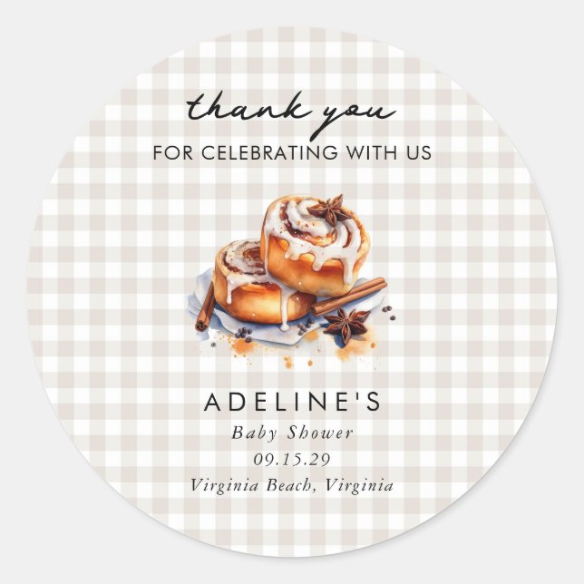 There's a Little Bun in the Oven Baby Shower  Runder Aufkleber (Vorderseite)