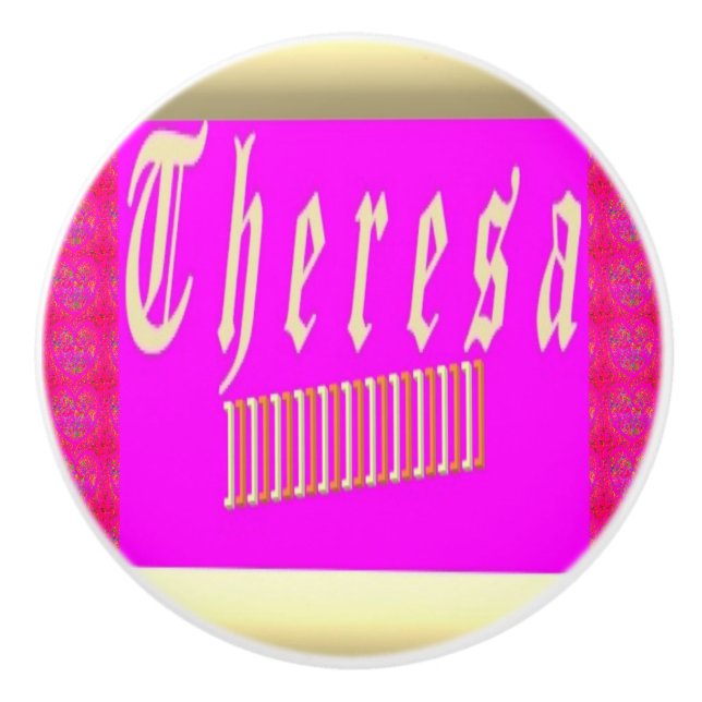 Theresa Design schockiert rosa und goldene KERAMIK Keramikknauf (Vorderseite)