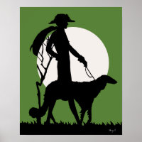 Theresa in Green - Art Deco Lady with Dog
