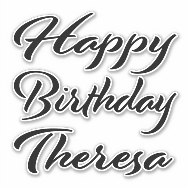 Theresa Name Vorname black Sticker Geburtstag (Vorderseite)