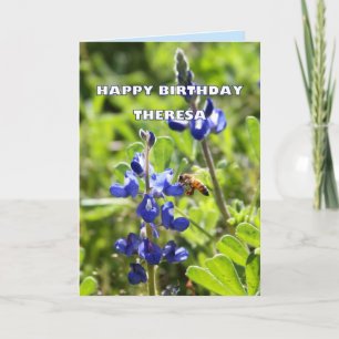 Theresa Texas Bluebonnet Happy Birthday Karte