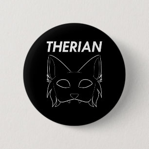 Therian Furry Animal Mask Wolf Cat Dog Button