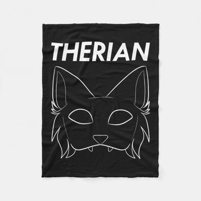 Therian Furry Animal Mask Wolf Cat Dog Fleecedecke (Vorderseite)