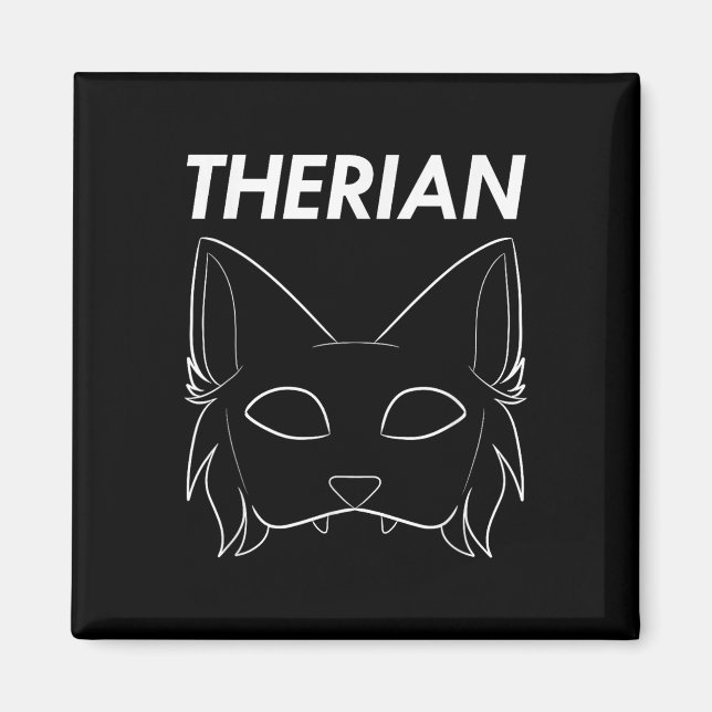 Therian Furry Animal Mask Wolf Cat Dog Magnet (Vorne)