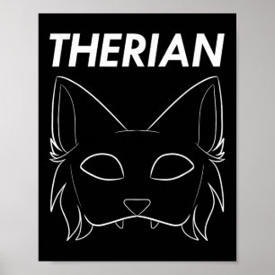 Therian Furry Animal Mask Wolf Cat Dog Poster