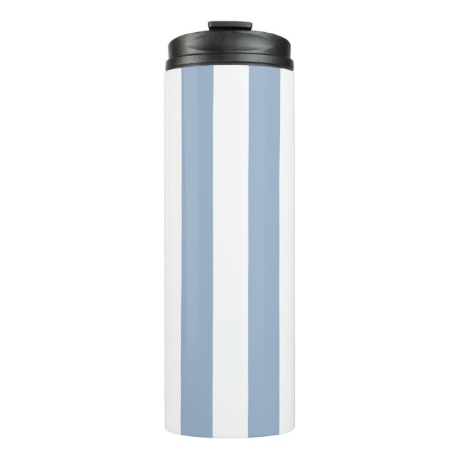 Thermal Tumbler Baby Blue & White Stripe Thermosbecher (Vorderseite)