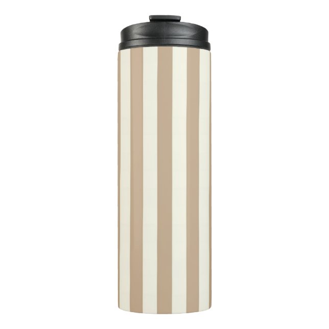 Thermal Tumbler Beige & Brown Stripe Thermosbecher (Vorderseite)