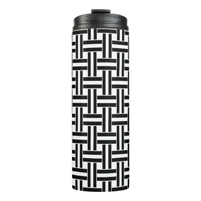 Thermal Tumbler Black & White Square Stripe Thermosbecher (Vorderseite)