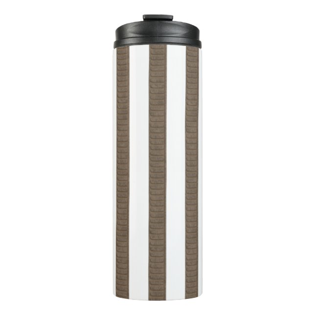 Thermal Tumbler Brown & White Stripe Thermosbecher (Vorderseite)