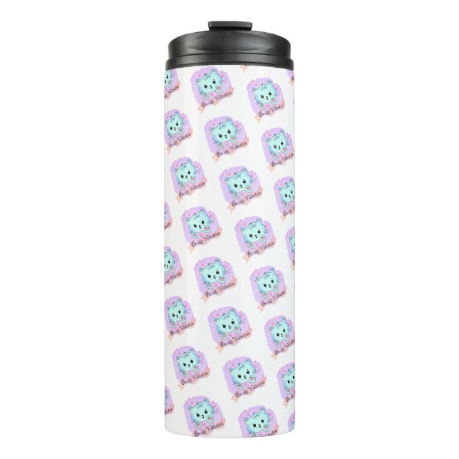 Thermal Tumbler Cat Be Mine Pink Hearts Thermosbecher (Vorderseite)