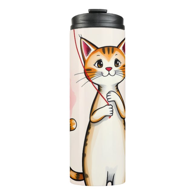 Thermal Tumbler Cat Kitten Red Hearts Thermosbecher (Vorderseite)