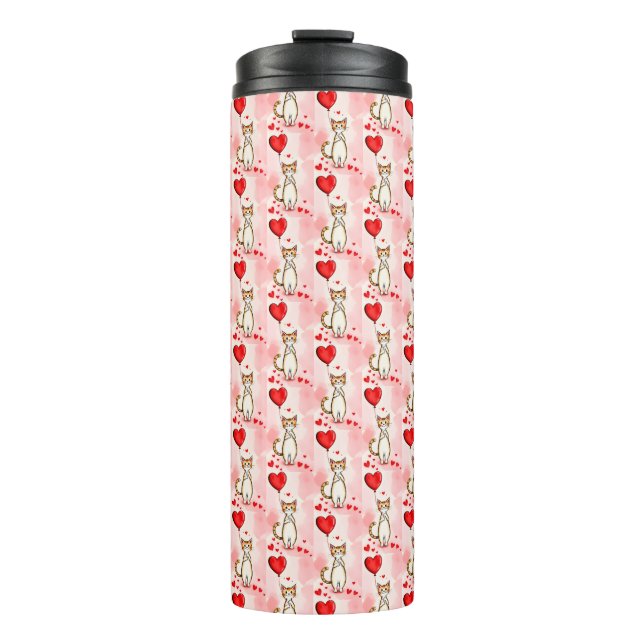 Thermal Tumbler Cat Kitten Red Hearts  Thermosbecher (Vorderseite)