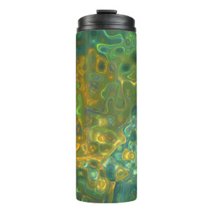 Thermal Tumbler Green Yellow Gemstone Muster Thermosbecher
