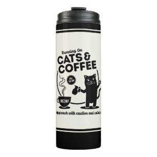 Thermal-Tumbler 'Laufend auf Katzen und Kaffee' Thermosbecher