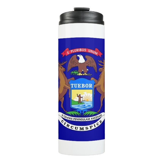 Thermal Tumbler mit der Flagge von Michigan, USA Thermosbecher (Vorderseite)