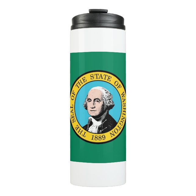 Thermal Tumbler mit der Flagge von Washington Staa Thermosbecher (Vorderseite)